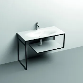 Структура Kerasan Shape Louise 1020х520 , напольная, нержавеющая сталь, полка белая, черный матовый 9333K2