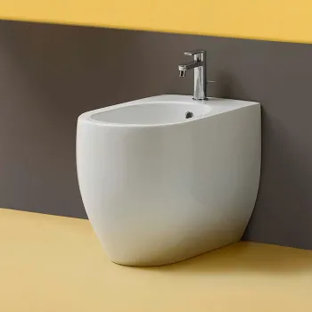 Биде напольное приставное Kerasan Flo 56, с 1 отв под смеситель, с крепежом Wb5N в комплекте, белый 312201*1