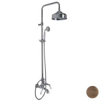 Смеситель для ванны внешнего монтажа Fima Carlo Frattini Herend с душевой стойкой, верхним душем 200 и душевым комплектом, бронза F5404/2BR