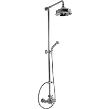 Душевой комплект Cisal Arcana Ceramic термостатический смеситель, стойка с верхним душем, лейка+шланг, хром AC00407021