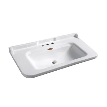 Раковина керамическая Kerasan Waldorf 120х55, c 3 отв-ми под смеситель, белая, заглушки хром 4144K1bi/cr*3