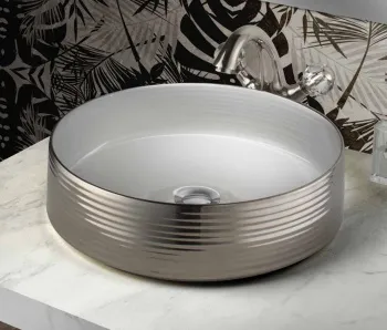 Раковина Terzofoco Sinks Cippo GLOSSY WHITE INSIDE AND GLOSSY PLATINUM OUTSIDE 0201GWP