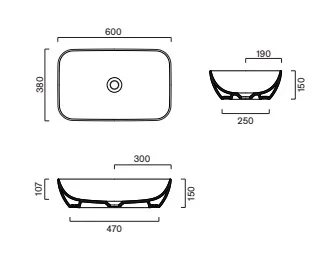 Раковина 60×38 h15 Catalano Green накладная Cemento satinato 0422610023