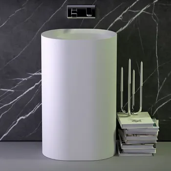 Раковина отдельностоящая Knief Pearl 50х40х90 без перелива, белый матовый, слив в пол 0600-051-01/bi matt