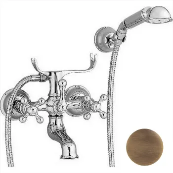 Смеситель для ванны Cisal Arcana настенный, с ручной лейкой,держателем и шлангом, бронза AC00012027 Акция