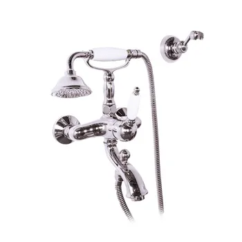 Смеситель для ванны с душем. с белой ручкой Gattoni Orta, хром 2700/27C0 OLD