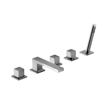 Смеситель на борт ванны Fantini Mint 5 отв., с ручн душем, излив 175, хром 34 02 F165