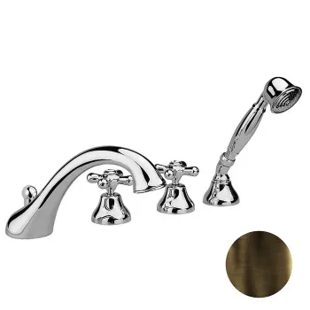 Смеситель на борт ванны Nicolazzi Nuova Brenta на 4 отверстия, с душевой лейкой, излив: 200мм, тёмная бронза 2504DB