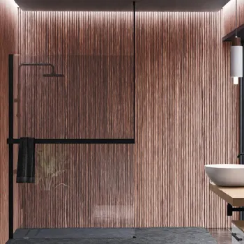 Рама для душевого ограждения Novellini Kuadra H 1600х3000, с свободным входом, левая, с креплением к потолку, с полотенцедержателем, черн мат R80KUFRESOFS-H 160/300