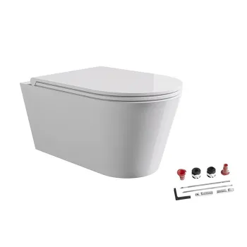 Унитаз подвесной Alice Hide Round 31170101SET с сиденьем и крышкой, с набором для крепления, белый глянцевый