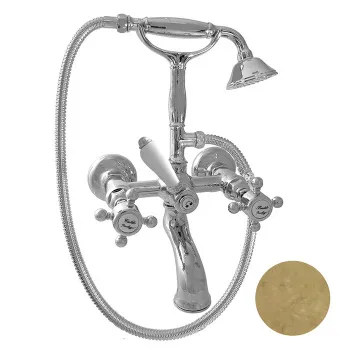 Смеситель для ванны Nicolazzi Half Dome на 2 отверстия, с ручным душем, ottone grezzo живой 1401OG70