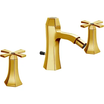 Смеситель для биде Cisal Cherie на 3 отверстия, с донным клапаном, золото/черный CX0012207C