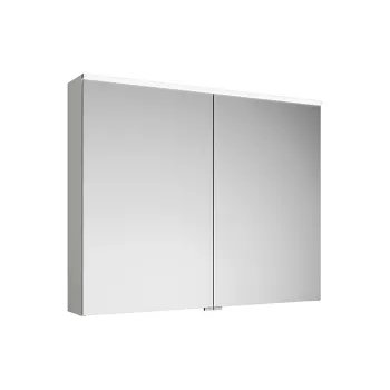 Зеркальный шкаф Burgbad Eqio 100х80х17см, 2 зерк двери, стекл полки, LED, цвет: K0040