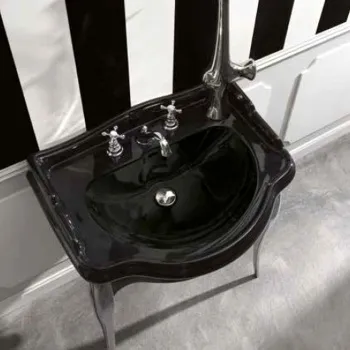 Раковина Kerasan Retro 73 73x54, с 1 отв, черный глянцевый 104704*1