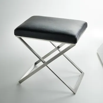 3SC Lino&Lone Стул с сиденьем из гладкой кожи 50хh50х36 см, цвет черная кожа/никель сатинированный матовый