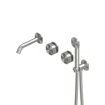 Смеситель для душа QuadroDesign Super из стены на два потребителя Brushed Stainless Steel 2269TAS