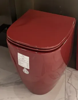 Унитаз напольный приставной безободковый, торнадо смыв Simas Juniper 535х370 мм с сиденьем микролифт, цвет Rubino