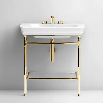 Металическая структура Quadra Artceram Civitas 55х44хh80,5, полка стекло, напольная, золото CIA003 73 oro