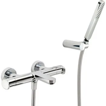 Смеситель термостатический для ванны Cisal Lineaviva настенный, с ручной лейкой,держателем и шлангом, хром LVD2101021
