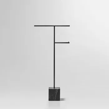 Стойка напольная Antonio Lupi Bivio 65см., с полотенцедержателем и держателем туалетной бумаги, база из мрамора Nero Marquinia satinato, структ Nero goffrato А0002457112