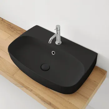 Раковина подвесная Kerasan Nolita 70х45, с 1 отв под смеситель, Чёрный матовый 534231*1