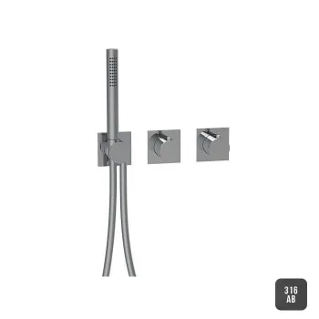 Внешняя часть термостатического смесителя с переключателем Almar на 2-3 положения, ручная лейка, absolute black ab316 E180183.AB316