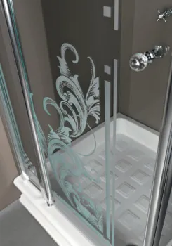 Душевое ограждение Kerasan Retro для квадратного поддона 1340 100х100x180, проф.хром, прозрачное стекло+мат.декор 9148N0cr+dec N