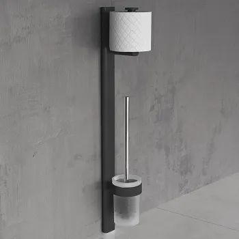 Стойка с держателем туалетной бумаги и ершиком для унитаза Novellini Edge, черный матовый R90AGEPTPS-H