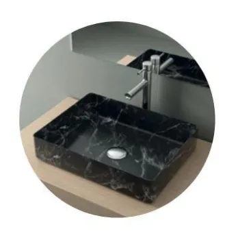 Раковина накладная Nofer прямоугольная 470x360x110 мм QTRO47 23584 мрамор чёрный