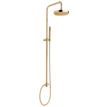 Душевая стойка с верхним душем Nicolazzi Doccia 20см, с переключателем и ручным душем, натуральная латунь 5714WSGO20