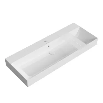 Раковина GRANDE подвесная Kerama Marazzi 12048x16 5, с 1 отв.под смеситель, с крепежом, с переливом, белая глянцевая GR.wb.120