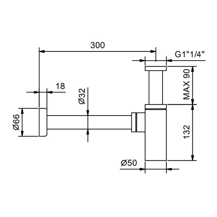 Сифон бутылочный для раковины и биде Fantini Nostromo Матовая натуральная сталь 91 93 9234