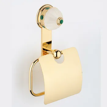 Держатель туалетной бумаги с крышкой THG Cheverny Malachite A1S-F01-538AC полированное золото