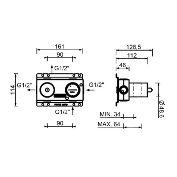 Cкрытая часть cмеситель для душа (скрытая часть) Fantini  Термостатический встраиваемый 1/2" 4400M623A