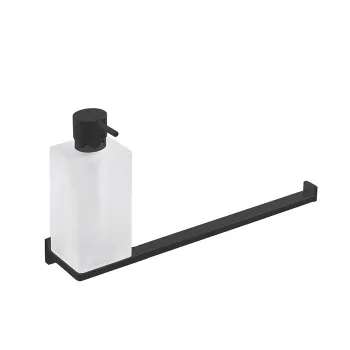 Дозатор для жидкого мыла с полотенцедержателем Colombo Look подвесной, чёрный матовый/матовое стекло B1674.NM-VAN