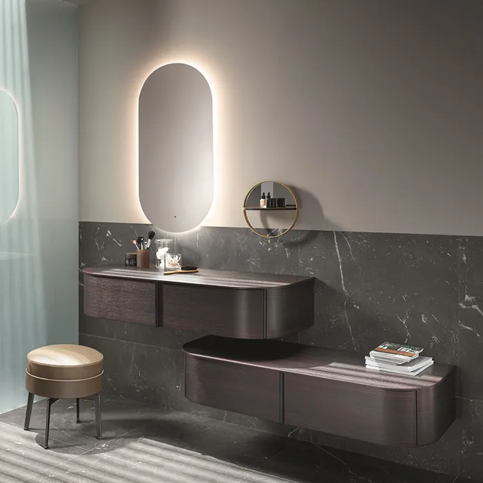 Burgbad Lavo 2.0 Комплект мебели 121х49х25см, с зеркалом LED подсветка по периметру, полочкой и полотенцедержателем, подвесной, цвет: Eiche Dekor Mokka ACFP030