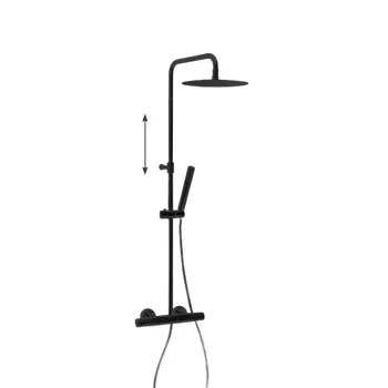 Душевая система Ramonsoler Tzar термостатическая без излива с регулировкой высоты чёрный 345401RM250NM