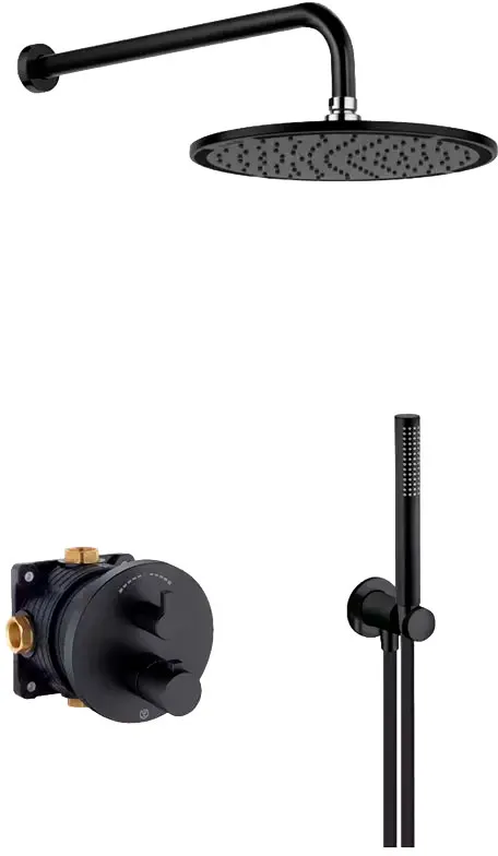 Kludi Nova Fonte душевой комплект с термостатом чёрный матовый