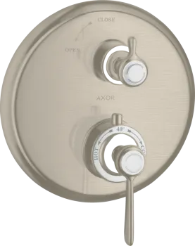Axor Montreux, Термостат с запорным вентилем, СМ, с рычаговой рукояткой, внешняя часть, цвет: никель
