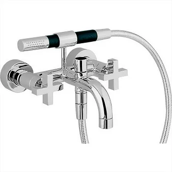Смеситель для ванны Cisal Barcelona настенный, с ручной лейкой,держателем и шлангом, хром, хром BA00010321