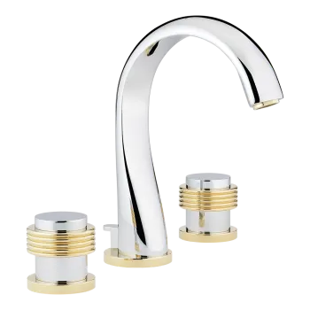 Смеситель для раковины THG Diplomate Grooved Rings U4B-G02-151 хром/золото