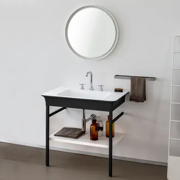 Раковина на стальной базе Agape Novecento XL 90x55x13, 3 отв., напольная, матовый белый/темный серый ACER10703RBG *3