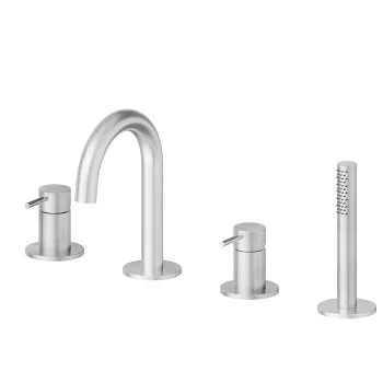 Смеситель для ванны набортный с изливом Newform X-steel 316 в комплекте руч. душ, шланг, INOX 69682XC.50.050