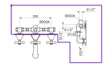 Встраиваемая часть Nicolazzi  для смесителя со стены C2503DX