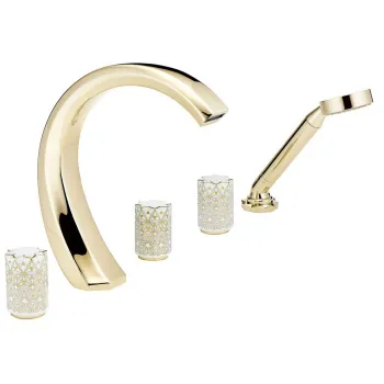 Смеситель на борт ванны THG Nihal Porcelaine Ivoire U2N-F30-1132SG soft gold