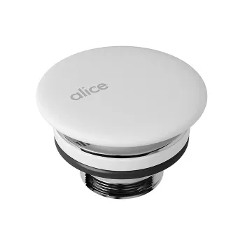 Донный клапан для раковин Alice керамический, неперекрываемый, белый матовый, PIL00609