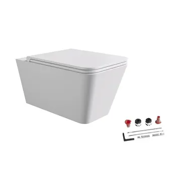 Унитаз подвесной Alice Hide Square 31210109SET с сиденьем и крышкой, с набором для крепления, белый матовый