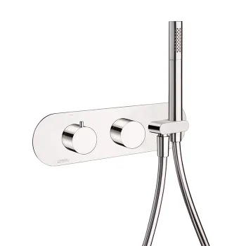 Внешняя часть Скрытый горизонтальный термостатический смеситель c держателем длядуша держателем Carimali Iltondo 3 выхода, гладкий гибкий шланг, хром 21838EST/A-CR