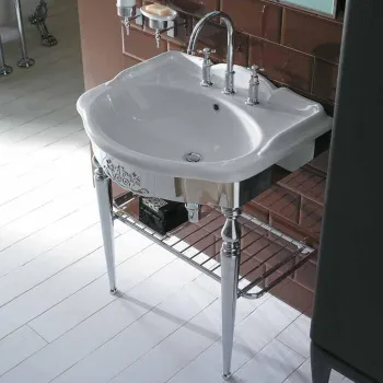 Консоль с раковиной латунь напольная Globo Paestum 71х58хh80,5см на 3 отв,, хром PATC06 cr