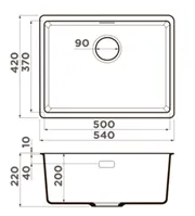 Мойка Omoikiri Kata 54 U Wh 540 420 500 370 220 60 Artgranit 10 4993406